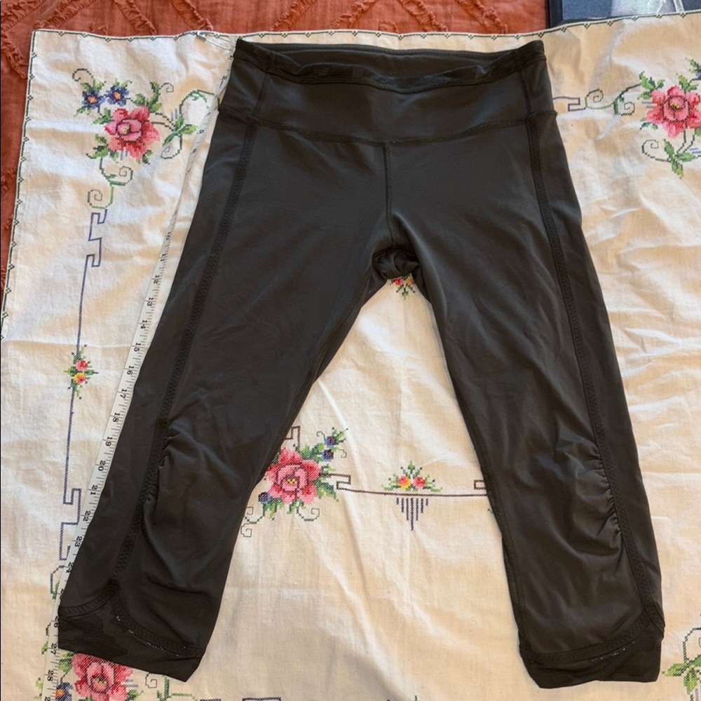 Lululemon army green Leggings with Mesh Detail